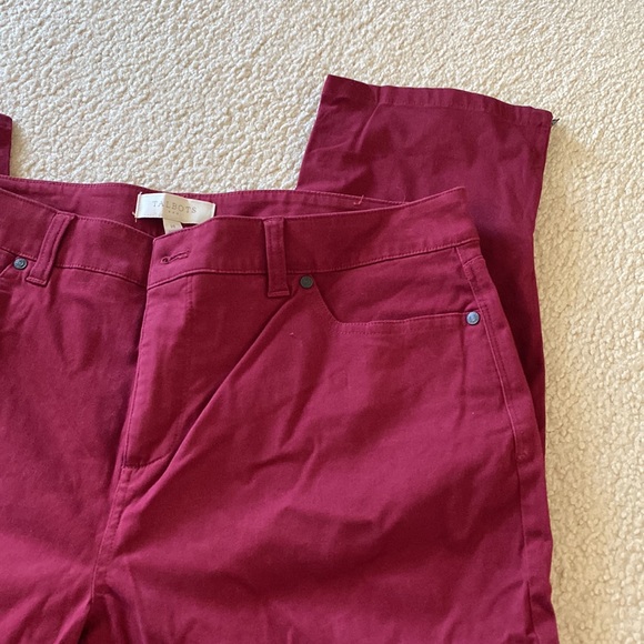 Talbots Maroon / Wine colored Skinny Pants with Zippers at Ankles Size 14 NWOT - Picture 5 of 6